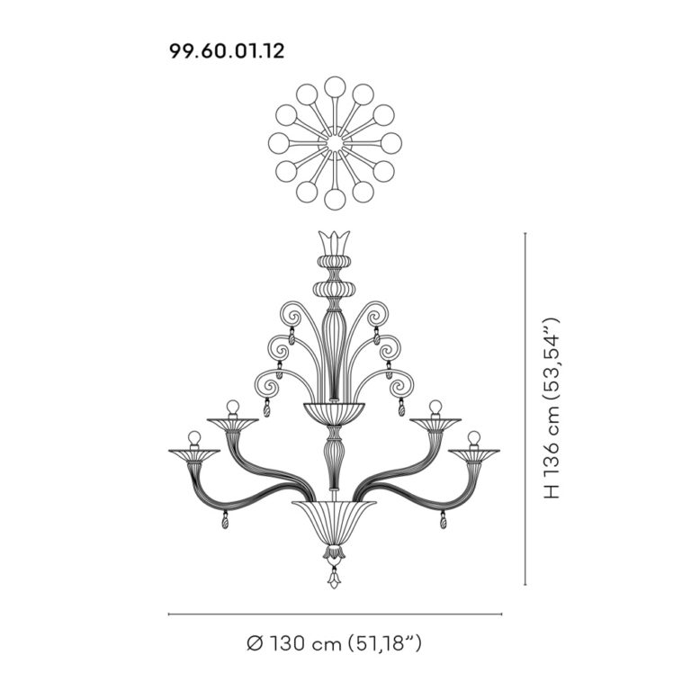 Venini Vittoriale 12-Light Chandelier Scale Venini Vittoriale 12-Light Chandelier Scale