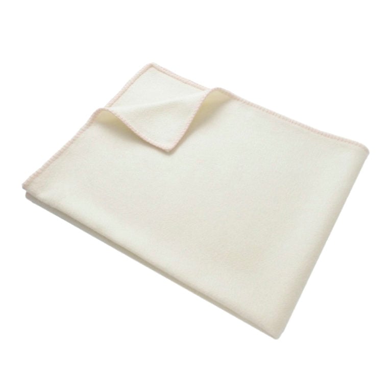 Masserano Biella Whipstitch Baby Blanket - White with Pink Stitching Masserano Biella Whipstitch Baby Blanket - White with Pink Stitching