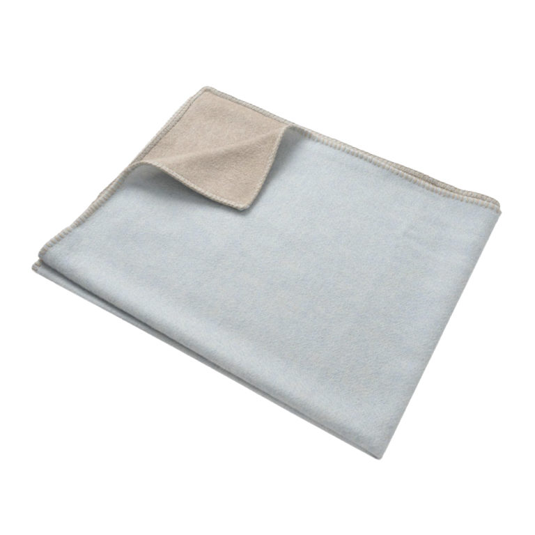 Masserano Biella Whipstitch Baby Blanket - Light Blue with Taupe Interior Masserano Biella Whipstitch Baby Blanket - Light Blue with Taupe Interior