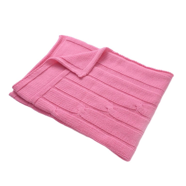 Masserano Tricot Braids Baby Blanket Pink