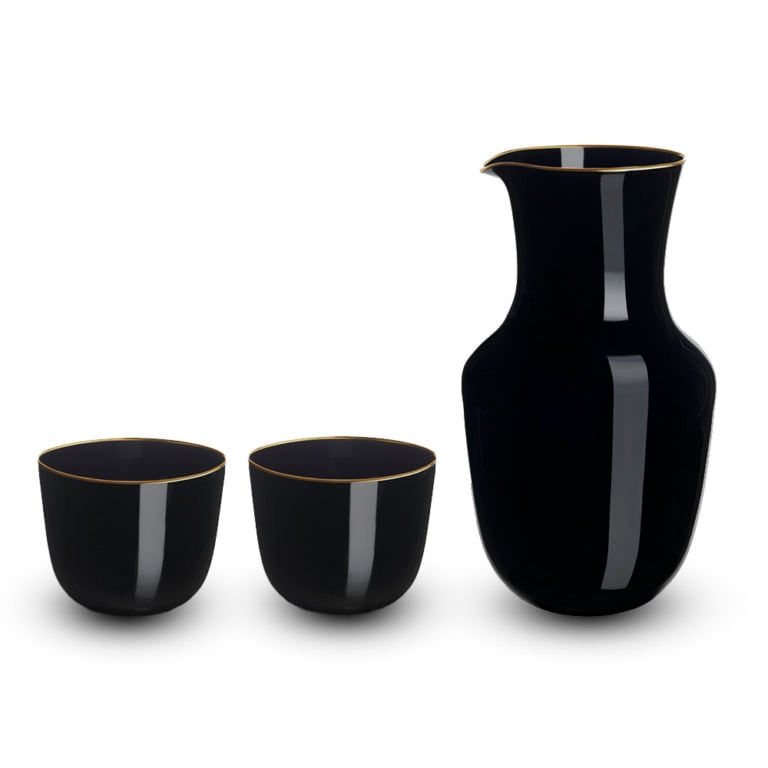 Lobmeyr No. 267 Alpha Glassware Black with Gold Rim Parent Lobmeyr No. 267 Alpha Glassware Black with Gold Rim Parent