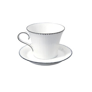 Nymphenburg Adonis Black Rimmed Coffee Cup and Saucer