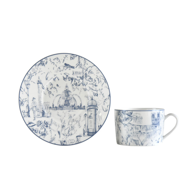 Bernardaud Tout Paris Tea Cup and Saucer Bernardaud Tout Paris Tea Cup and Saucer