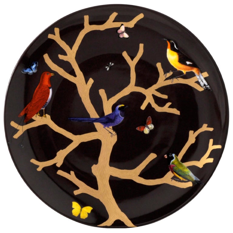 Bernardaud Aux Oiseaux Ebony Large Coupe Platter