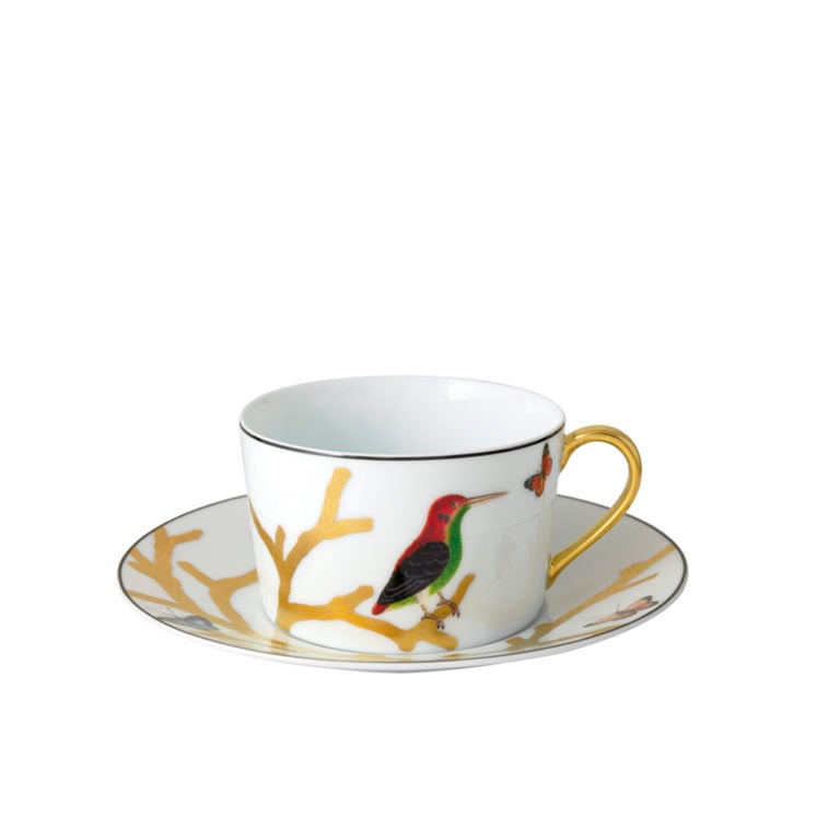Bernardaud Aux Oiseaux Set of 2 Breakfast Cups and Saucers