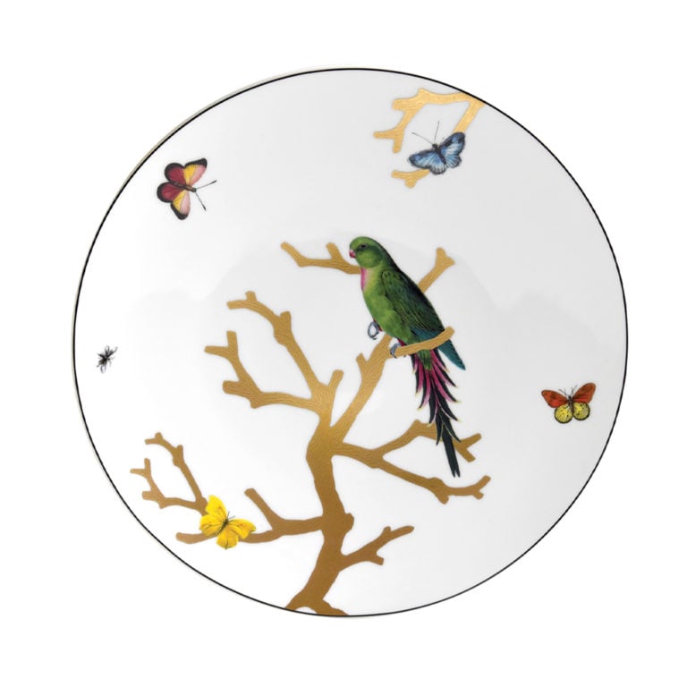 Bernardaud Aux Oiseaux Green Parakeet Coupe Dinner Plate