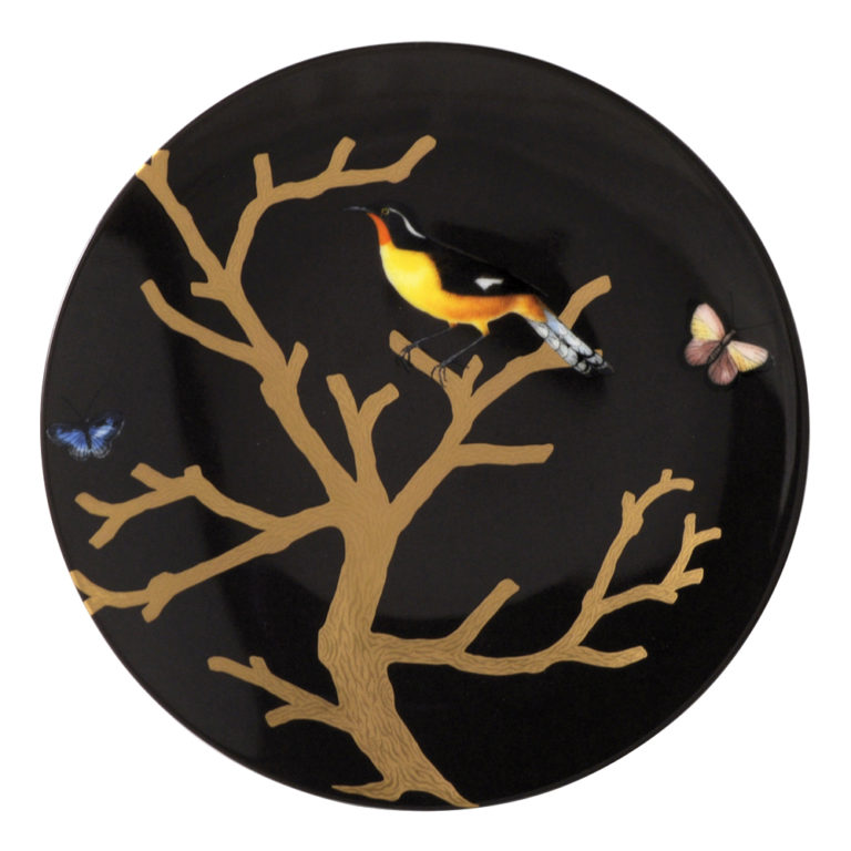 Bernardaud Aux Oiseaux Ebony Set of 4 Coupe Salad Plates Mood