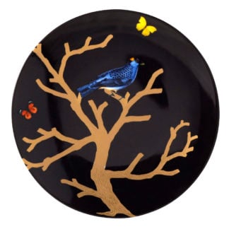 Bernardaud Aux Oiseaux Ebony Set of 4 Coupe Salad Plates Mood