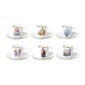 Bernardaud Jeff Koons Banality Series Set of 6 Assorted After Dinner Coffee Cups and Saucers