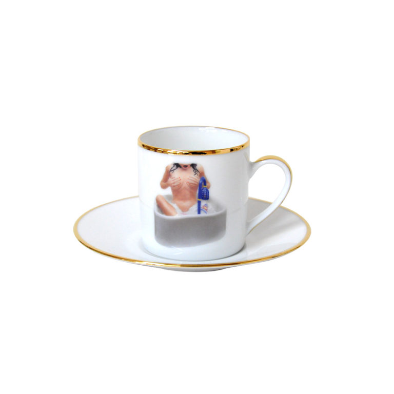 Bernardaud Jeff Koons Banality Series Set of 6 Assorted After Dinner Coffee Cups and Saucers