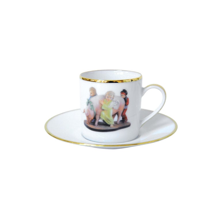 Bernardaud Jeff Koons Banality Series Set of 6 Assorted After Dinner Coffee Cups and Saucers
