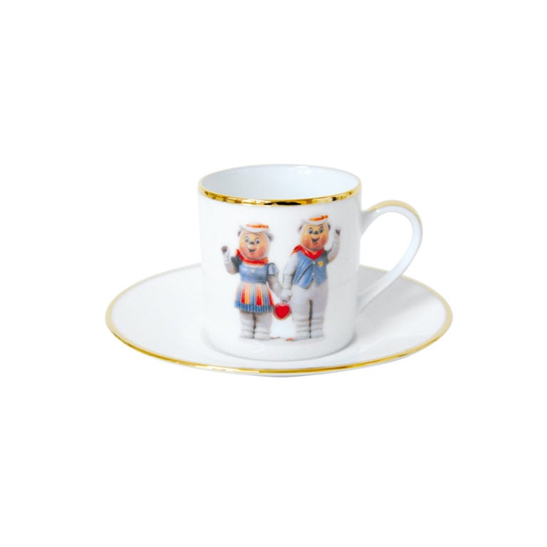Bernardaud Jeff Koons Banality Series Set of 6 Assorted After Dinner Coffee Cups and Saucers