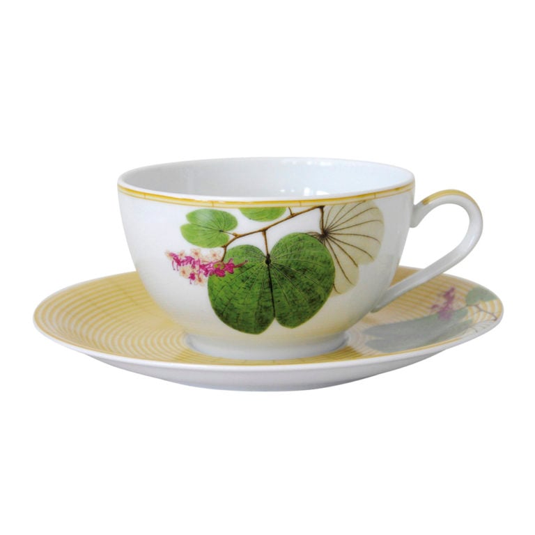 Bernardaud Jardin Indien Breakfast Cup and Saucer Set of 2