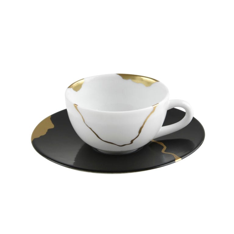 Bernardaud Kintsugi Coal Black Coffee Cup and Saucer Mood
