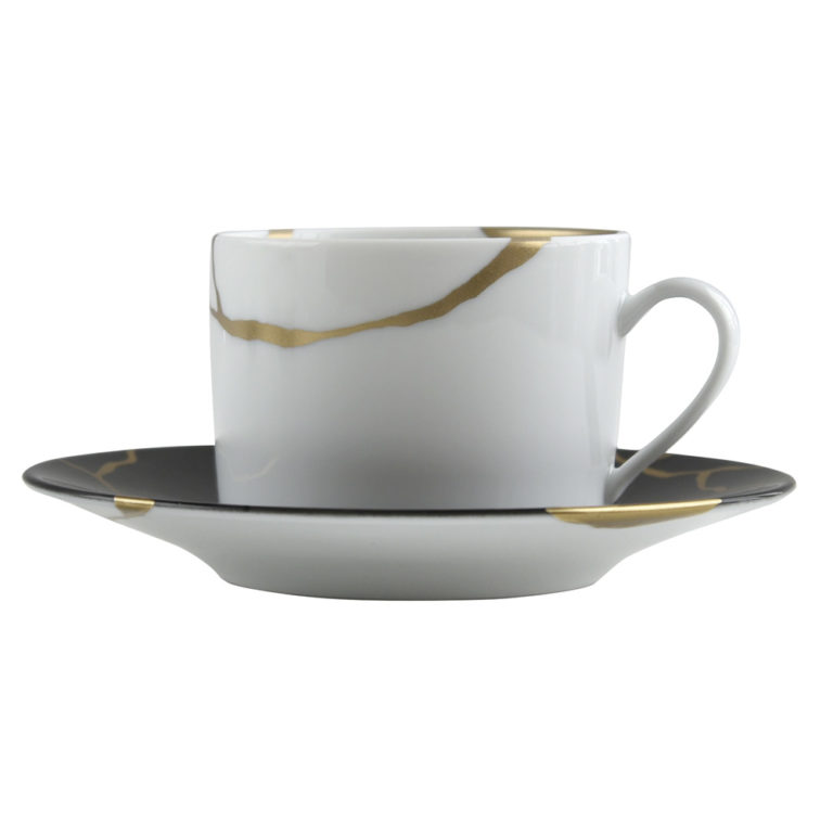 Bernardaud Kintsugi Coal Black Tea Cup and Saucer Mood Bernardaud Kintsugi Coal Black Tea Cup and Saucer Mood
