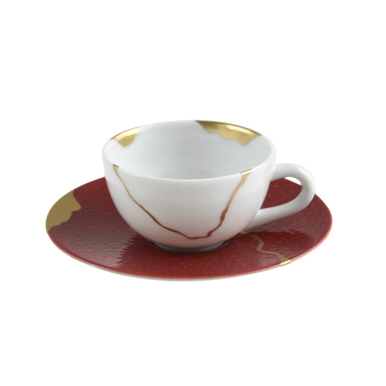 Bernardaud Kintsugi Emperor Red Coffee Cup and Saucer Mood Bernardaud Kintsugi Emperor Red Coffee Cup and Saucer Mood
