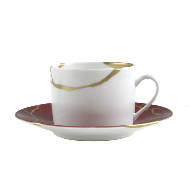 Bernardaud Kintsugi Emperor Red Tea Cup and Saucer Mood Bernardaud Kintsugi Emperor Red Tea Cup and Saucer Mood