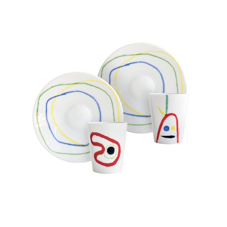 Bernardaud Joan Miró A Toute Epreuve Set of 2 Assorted Cups and Saucers