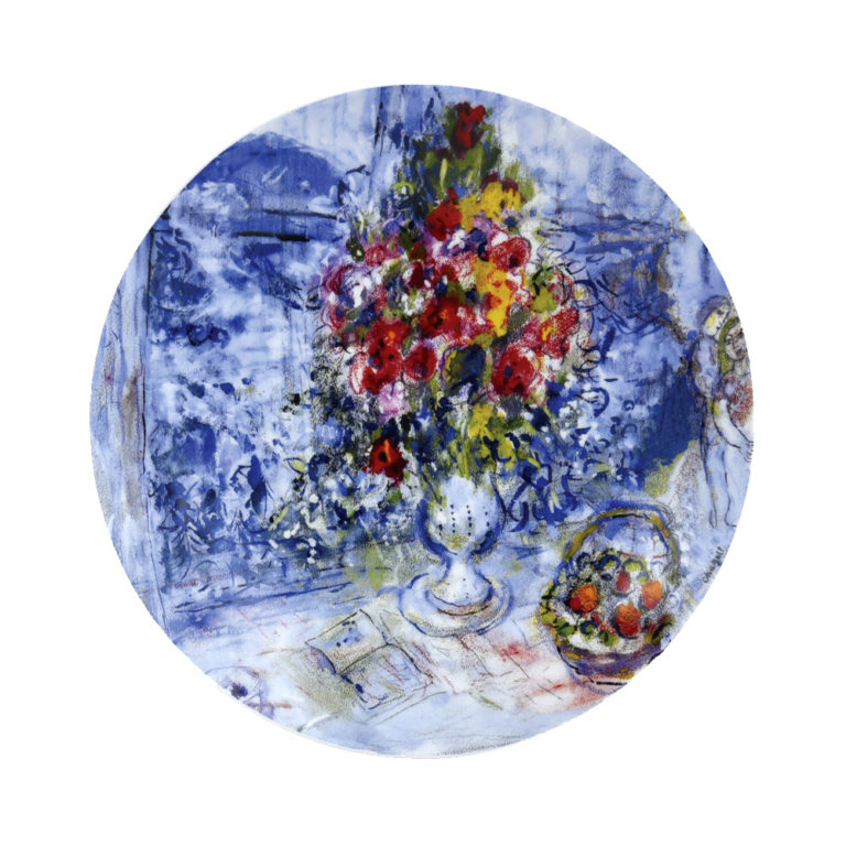 Bernardaud Marc Chagall Les Bouquets de Fleurs Set of 4 Assorted Coupe Salad Plates