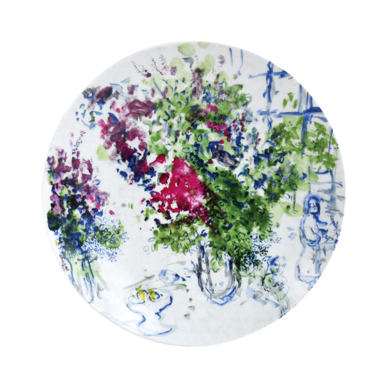 Bernardaud Marc Chagall Les Bouquets de Fleurs Set of 4 Assorted Coupe Salad Plates