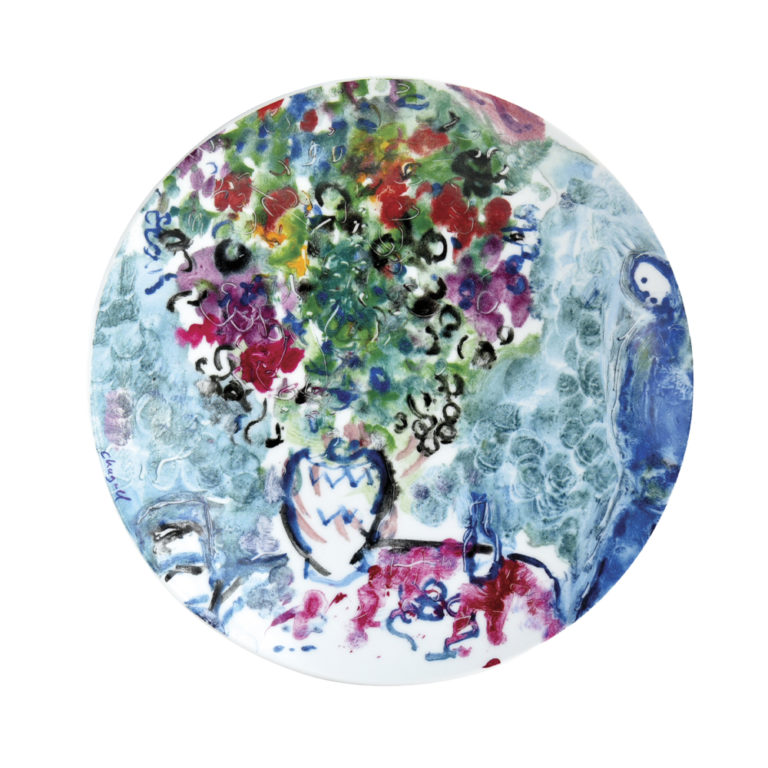 Bernardaud Marc Chagall Les Bouquets de Fleurs Set of 4 Assorted Coupe Salad Plates