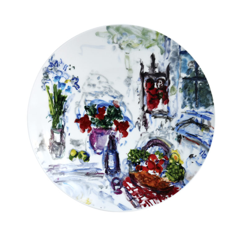 Bernardaud Marc Chagall Les Bouquets de Fleurs Set of 4 Assorted Coupe Salad Plates