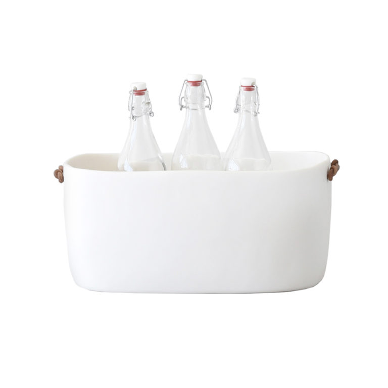 TF Design Barware Large Champagne Bucket with Leather Handles White TF Design Barware Large Champagne Bucket with Leather Handles White