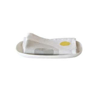 TF Design Round Bath Guest Towel Tray White