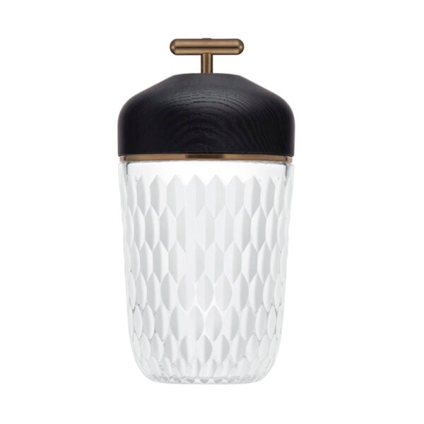 Saint-Louis Folia Portable Lamp Black Wood Satin Crystal