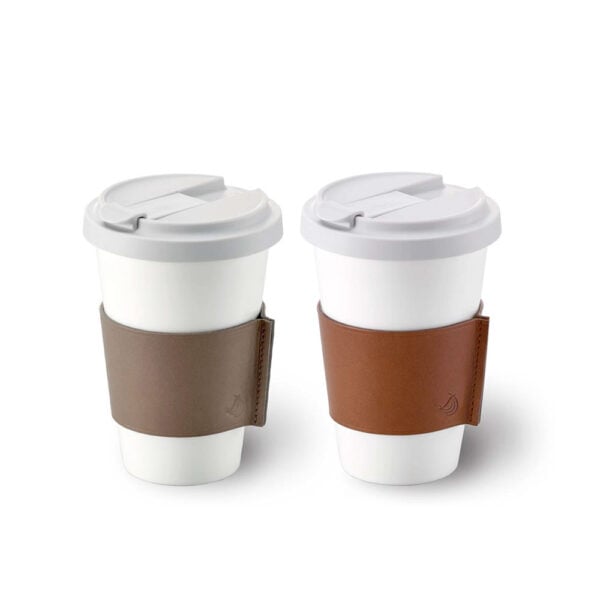 Dibbern Coffee-To-Go Cups with Leather Sleeve Dibbern Coffee-To-Go Cups with Leather Sleeve