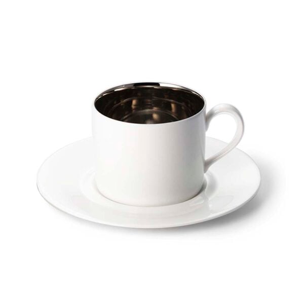 Dibbern Platinum Fever Cylindrical Coffee/Tea Cup and Saucer Dibbern Platinum Fever Cylindrical Coffee/Tea Cup and Saucer