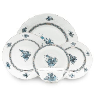 Herend Chinese Bouquet Turquoise Platinum Dinnerware