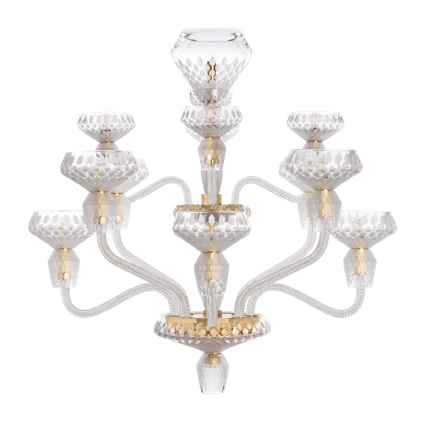 Saint-Louis Folia 12-Light Satin Crystal Chandelier Golden Finish Saint-Louis Folia 12-Light Satin Crystal Chandelier Golden Finish