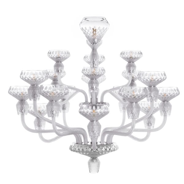 Saint-Louis Folia 18-Light Satin Crystal Chandelier Chrome Saint-Louis Folia 18-Light Satin Crystal Chandelier Chrome