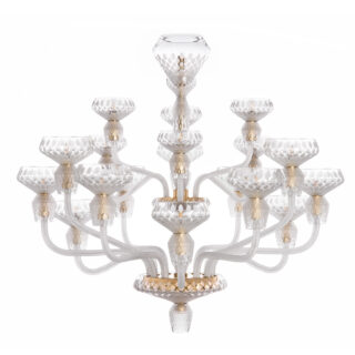 Saint-Louis Folia 18-Light Satin Crystal Chandelier Golden Finish