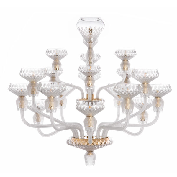 Saint-Louis Folia 18-Light Satin Crystal Chandelier Golden Finish Saint-Louis Folia 18-Light Satin Crystal Chandelier Golden Finish