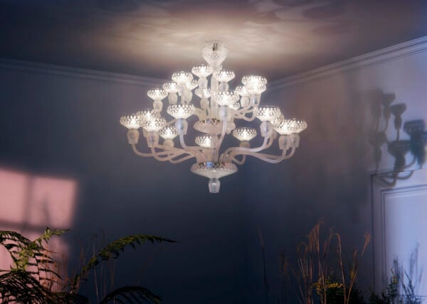 Saint-Louis Folia Satin Crystal Chandeliers with Chrome Finish