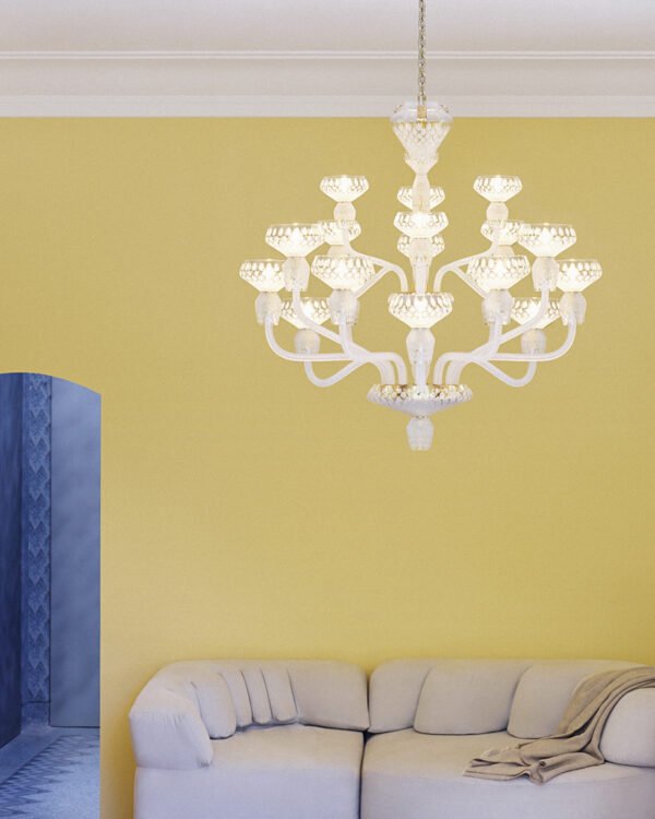 Saint-Louis Folia Satin Crystal Chandeliers with Chrome Finish