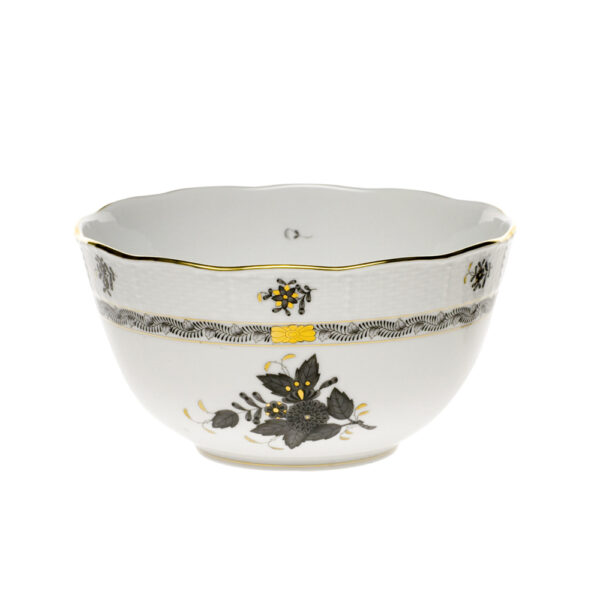 Herend Chinese Bouquet Black Round Bowl Herend Chinese Bouquet Black Round Bowl