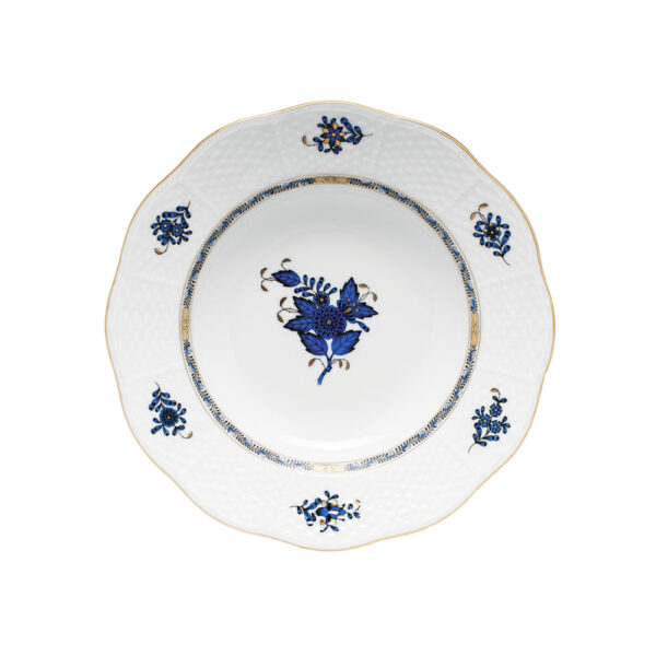 Herend Chinese Bouquet Black Sapphire Rim Soup Plate Herend Chinese Bouquet Black Sapphire Rim Soup Plate