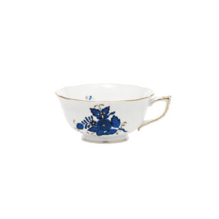 Herend Chinese Bouquet Black Sapphire Tea Cup and Saucer