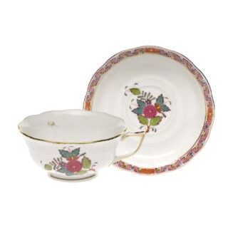 Herend Chinese Bouquet Multicolor Tea Cup and Saucer