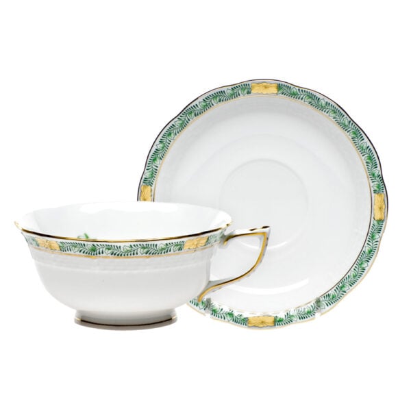Herend Chinese Bouquet Garland Green Tea Cup and Saucer Herend Chinese Bouquet Garland Green Tea Cup and Saucer