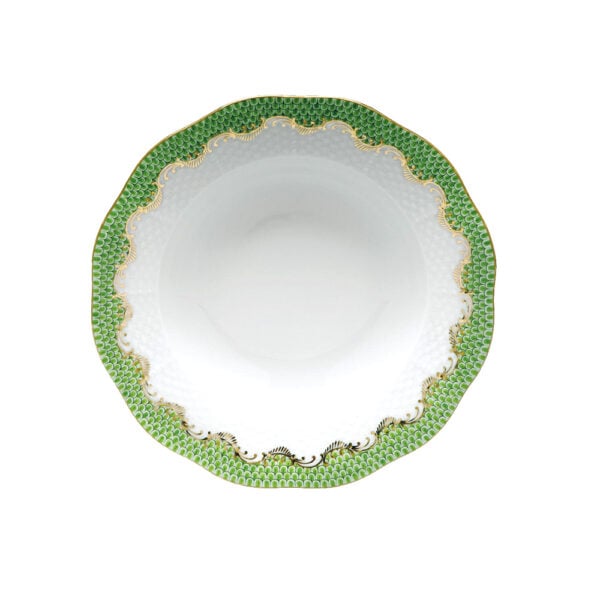 Herend Fish Scale Jade Rim Soup Plate Herend Fish Scale Jade Rim Soup Plate