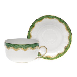Herend Fish Scale Jade Canton Cup and Saucer