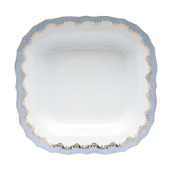 Herend Fish Scale Light Blue Square Fruit Dish Herend Fish Scale Light Blue Square Fruit Dish