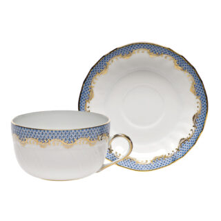 Herend Fish Scale Light Blue Canton Cup and Saucer