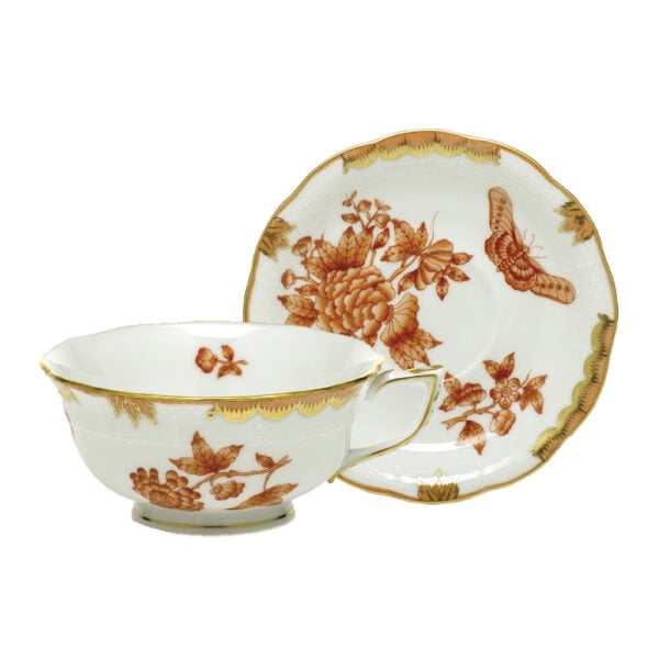 Herend Fortuna Rust Tea Cup and Saucer Herend Fortuna Rust Tea Cup and Saucer