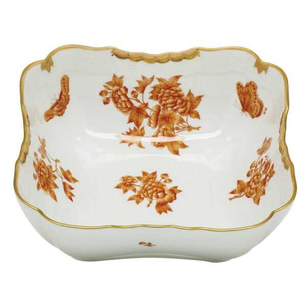Herend Fortuna Rust Square Salad Bowl Herend Fortuna Rust Square Salad Bowl