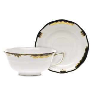 Herend Princess Victoria Black Tea Cup and Saucer